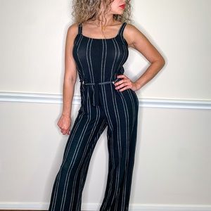 Black with white stripe jump suit